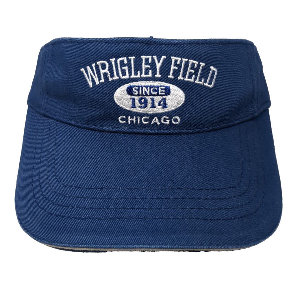 Wrigley Field Since 1914 Chicago Strapback Sun Visor Cap Blue One Size Sherry